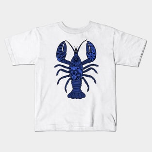 Lobster (black and blue vertical) Kids T-Shirt